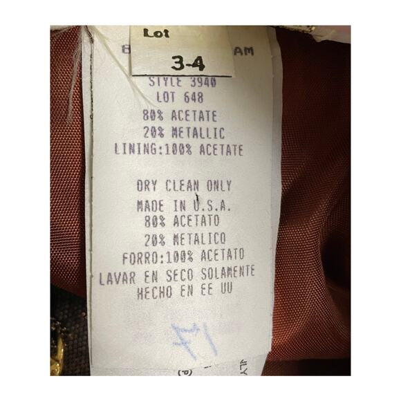 Cache Vintage Bronze Sparkle Square Neckline Party Dress w Scarf 3/4 - Picture 11 of 12